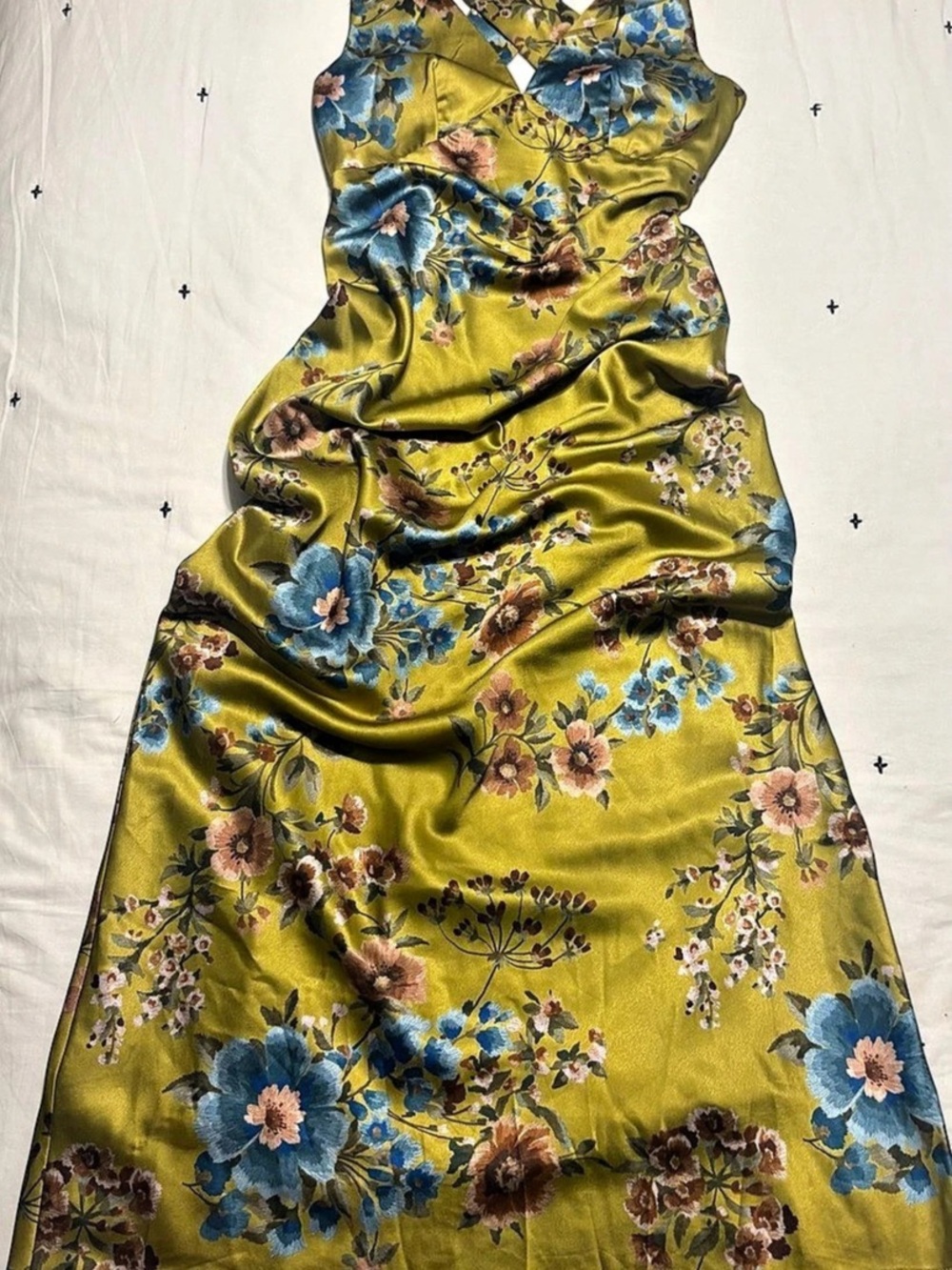 En Creme Floral Maxi Dress Green Size Small Like New